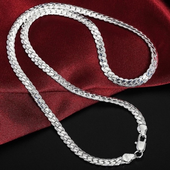 NEW UNISEX S925 STERLING SILVER CHAIN CHOKER 5MM NECKLACE - Picture 4 of 6